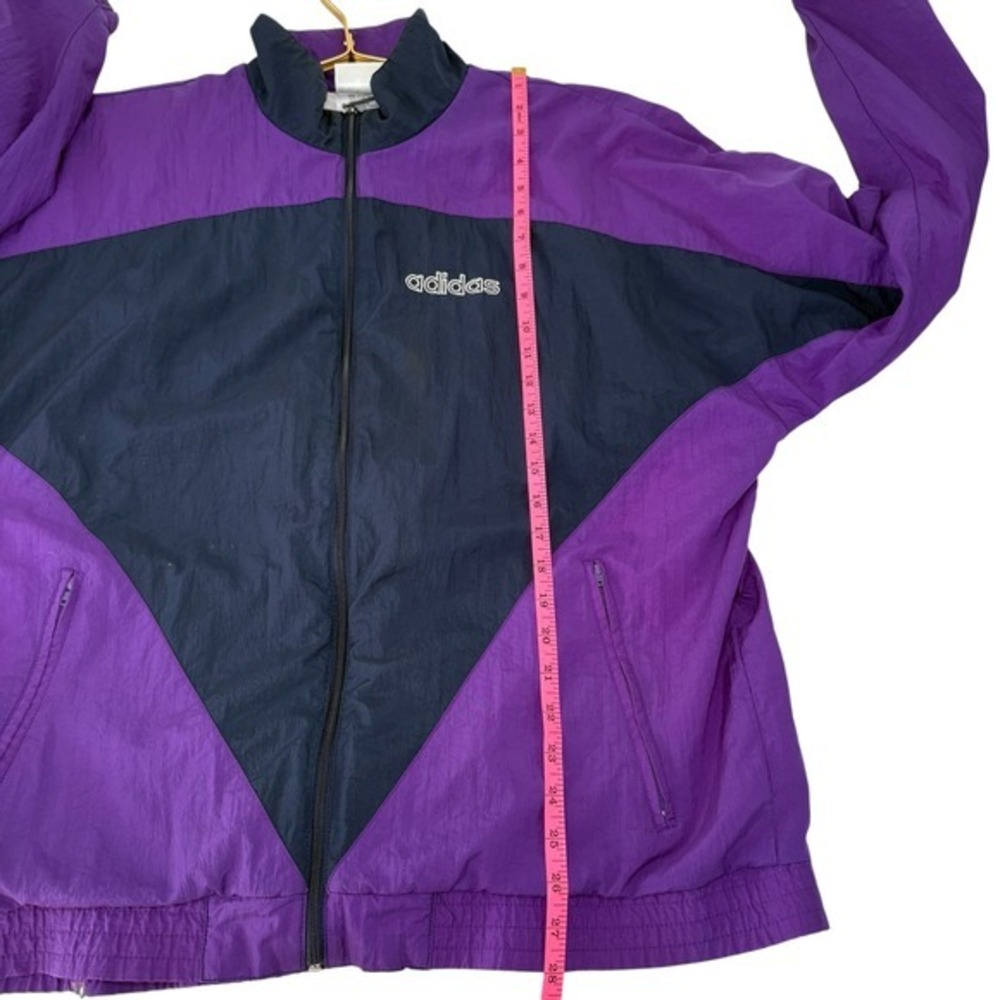 VINTAGE Adidas Track Jacket Purple Navy Blue Retro 90s Trefoil Large D8 F192 - Picture 3 of 11